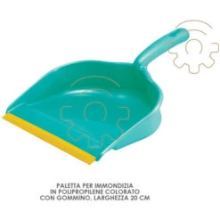 Paletta Per Immondizia Extra In Polipropilene Colorato Gommino Larghezza 20 Cm