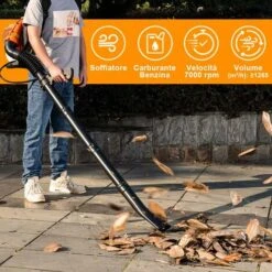 Soffiatore Foglie A Zaino Spalla Motore A Scoppio 52cc 1,5Kw 2 Tempi Benzina -Pulizia Del Giardino 50785693 3