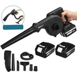 Soffiatore D'aria Per Foglie Palmare Con 2 Batterie Aspiratore Elettrico A Batteria