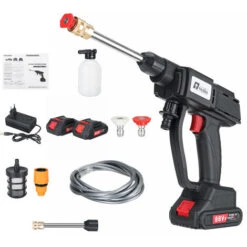 Idropulitrice Ad Alta Pressione Cordless Per Auto Con 2 Batterie Macchina Per Autolavaggio Pistola A Spruzzo D'acqua