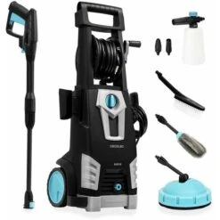Cecotec Idropulitrice HidroBoost 2400 Home&Car. 2400 W, 180 Bar, Portata Massima 480 L/h, Accessori Per La Casa E L'auto, Pompa In Alluminio, Raggio D'azione +14m, Ugello Regolabile, Maniglia E Ruote