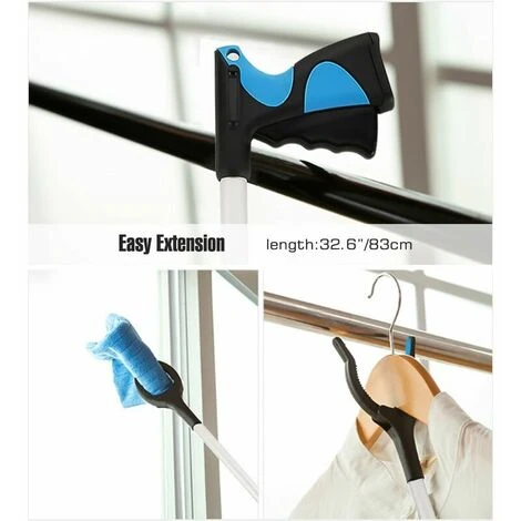 Morsetto Di Estensione Pieghevole Da 81 Cm, Strumento Di Aiuto Per Disabili In Alluminio Con Morsetto In Gomma Rotante, Estensione Del Braccio Lungo Per Raccoglitrice Di Rifiuti - Blu 5 Morsetto Di Estensione Pieghevole Da 81 Cm, Strumento Di Aiuto Per Disabili In Alluminio Con Morsetto In Gomma Rotante, Estensione Del Braccio Lungo Per Raccoglitrice Di Rifiuti - Blu - immagine 3