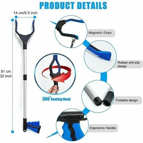 Pinza Per Immondizia 32" Pinza Telescopica Magnete Telescopico Pieghevole Pinza Estensibile Pinza Per Immondizia Pinza In Gomma Healthcare Reach Pieghevole... 4 Pinza Per Immondizia 32" Pinza Telescopica Magnete Telescopico Pieghevole Pinza Estensibile Pinza Per Immondizia Pinza In Gomma Healthcare Reach Pieghevole... - immagine 2